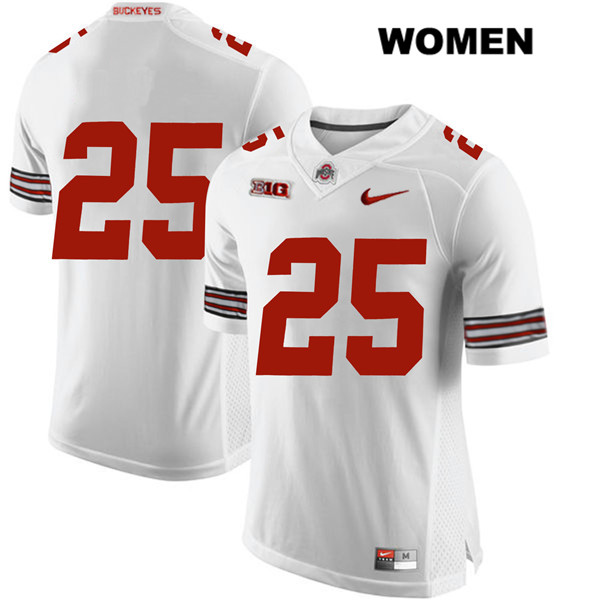 Ohio State Buckeyes Women's Mike Weber #25 White Authentic Nike No Name College NCAA Stitched Football Jersey IB19Z22KH